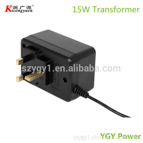 Linear Power Adapter/Transformer for CCTV Camera with 15W AC or DC Maximum Output Power, UK Plug